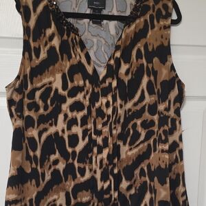 NY Collection Black and Brown Sleeveless Blouse
